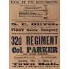 Civil War Textile Broadside Recruiting Soldiers for the 32nd Massachusetts Regiment
