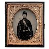 Exceptional Sixth Plate Ambrotype of Armed Union Soldier