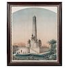 National Lincoln Monument, Oak Ridge Cemetery, Springfield, Illinois, Impressive Architectural Watercolor Rendering