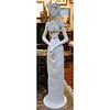 Leonard DeCicco (20th C.) Life Size Contemporary Painted Wooden Sculpture of a Woman.