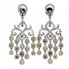 Approx. 4.0 Carat Natural Multi Fancy Color Diamond, 6.0 Carat White Diamond and 18 Karat White Gold Chandelier Earrings.