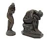 Two French Cast Metal Figures Height of taller 10 1/3 inches.