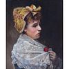Alwyn von Stein  (1848 - 1919) Oil On Canvas "Woman With Hat and Lace Shawl".  Oil On Canvas "Woman With Hat and Lace Shawl".
