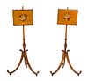 A Pair of George III Painted Pole Screens Height 43 inches.