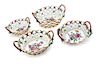 A Set of Four Derby Porcelain Baskets Largest height 3 1/2 x width 10 1/4 x depth 8 3/4 inches.