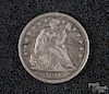 US 1842 Seated Liberty silver dollar.