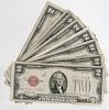 Seven US 1953 two dollar bills