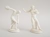 TWO ITALIAN WHITE-GLAZED POTTERY NUDE FIGURES, AFTER THE ANTIQUE