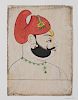 INDIAN SCHOOL: PORTRAIT OF A MAN IN A RED TURBAN; AND PORTRAIT OF A MAN IN A PURPLE TURBAN