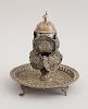 INDIAN GOLD AND SILVER WASHED METAL RETICULATED INCENSE BURNERS