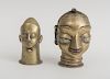 TWO INDIAN BRASS FIGURAL LINGAM COVERS
