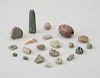 GROUP OF TEN FLINT AND OTHER STONE ARROW HEADS AND A GROUP OF TWENTY MISCELLANEOUS JADE AND OTHER STONE BEADS