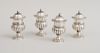 SET OF FOUR INDIAN CRESTED SILVER URN-FORM CASTERS