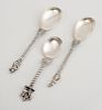 GROUP OF THREE INDIAN SILVER SERVING SPOONS
