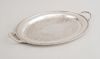 CARRINGTON & CO. SILVER-PLATED OVAL TRAY WITH GADROON RIM, ANOTHER SIMILAR, TWO-HANDLED TRAY AND A CIRCULAR SERPENTINE-RIMMED