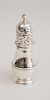 QUEEN ANNE ARMORIAL SILVER PEAR-FORM FOOTED CASTER