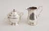 ENGLISH SILVER CREAMER AND MATCHING SUGAR BOWL AND COVER, IN THE GEORGE II STYLE