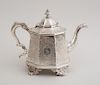 VICTORIAN ENGINE-ENGRAVED SILVER OCTAGONAL TEAPOT