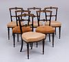 SET OF SIX ENGLISH AESTHETIC MOVEMENT MOTHER-OF-PEARL INLAID BURL WALNUT AND EBONIZED SIDE CHAIRS