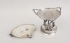 AMERICAN SILVER-MOUNTED SHELL DISH AND AN AMERICAN AESTHETIC MOVEMENT SILVER-PLATED CENTERPIECE ON TWISTED CORAL-FORM STEM