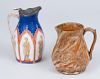 AGATEWARE PITCHER AND A TRANSFER PRINTED PITCHER AND COVER DECORATED IN THE GOTHIC STYLE