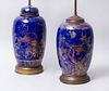 CHINESE GLAZED PORCELAIN GINGER JAR AND COVER, MOUNTED AS A LAMP, AND A SIMILAR VASE LAMP