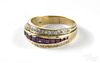 18K yellow gold, diamond and ruby men's ring