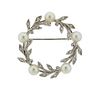 Vintage 14k Gold Pearl Diamond Wreath Brooch