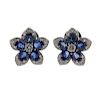 Suarez 18k Gold Diamond Sapphire Flower Earrings