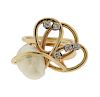 1970s 14k Gold Diamond Pearl Ring