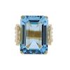14k Gold 17ct Blue Topaz Diamond Ring