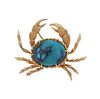 18K Gold Turquoise Crab Brooch Pin
