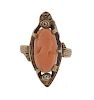 Antique 14k Gold Carved Coral Cameo Ring