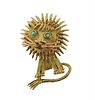 18k Gold Gemstone Lion Brooch Pin