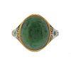Antique 18k Gold Enamel Jade Ring
