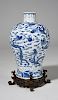 Chinese blue and white porcelain vase on bronze stand