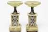 French Alabaster & Champleve Enamel Tazzas, Pair