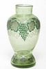 German Intaglio Cut & Painted Glass Vase, 19th C.