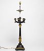 Neoclassical Gilt Bronze & Steel Candelabrum Lamp