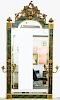 Continental Painted Glass & Wood Mirrored Sconce