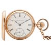 Elgin Hunter Case Pocket Watch in 14 Karat Yellow Gold with 10 Karat Chain and Fob