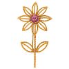Tiffany & Co. Flower Brooch in 18 Karat Yellow Gold with Rubies