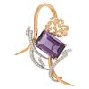 H. Stern Amethyst and Diamond Brooch in 18 Karat Yellow Gold and Platinum
