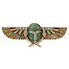 CARL BACHER VICTORIAN EGYPTIAN REVIVAL WINGED SCARAB BROOCH