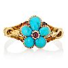 VICTORIAN TURQUOISE & YELLOW GOLD FORGET-ME-NOT RING