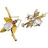 TWO VICTORIAN GEM-SET INSECT BROOCHES