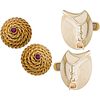TWO PAIRS OF YELLOW GOLD CUFFLINKS