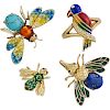 GEM SET YELLOW GOLD INSECT OR BIRD JEWELRY
