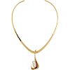 RONALD PEARSON YELLOW GOLD COLLAR NECKLACE & PENDANT BROOCH