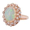 Crystal Opal and Diamond Ring in 14 Karat Rose Gold